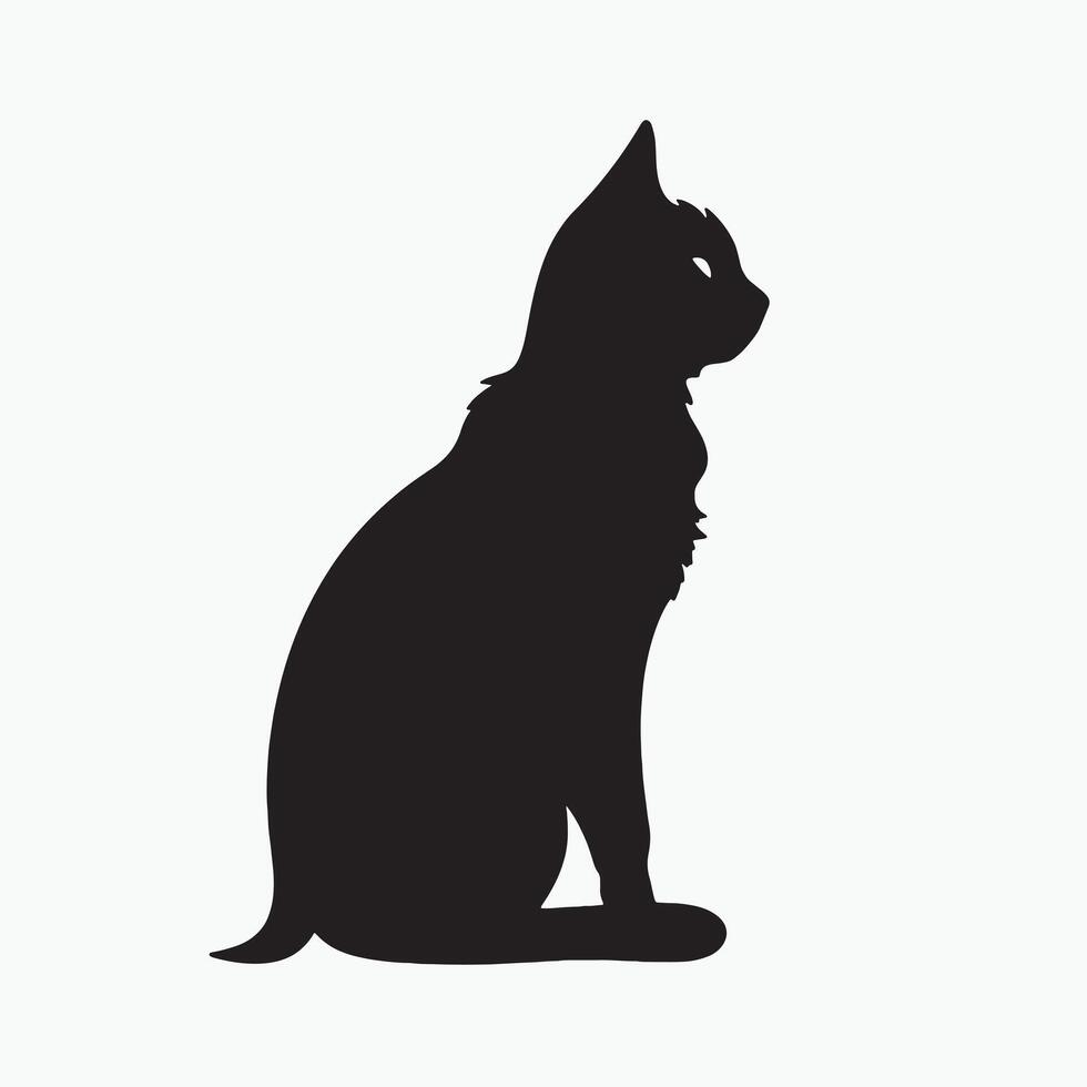 Black silhouette of a cat simple illustration in white background vector