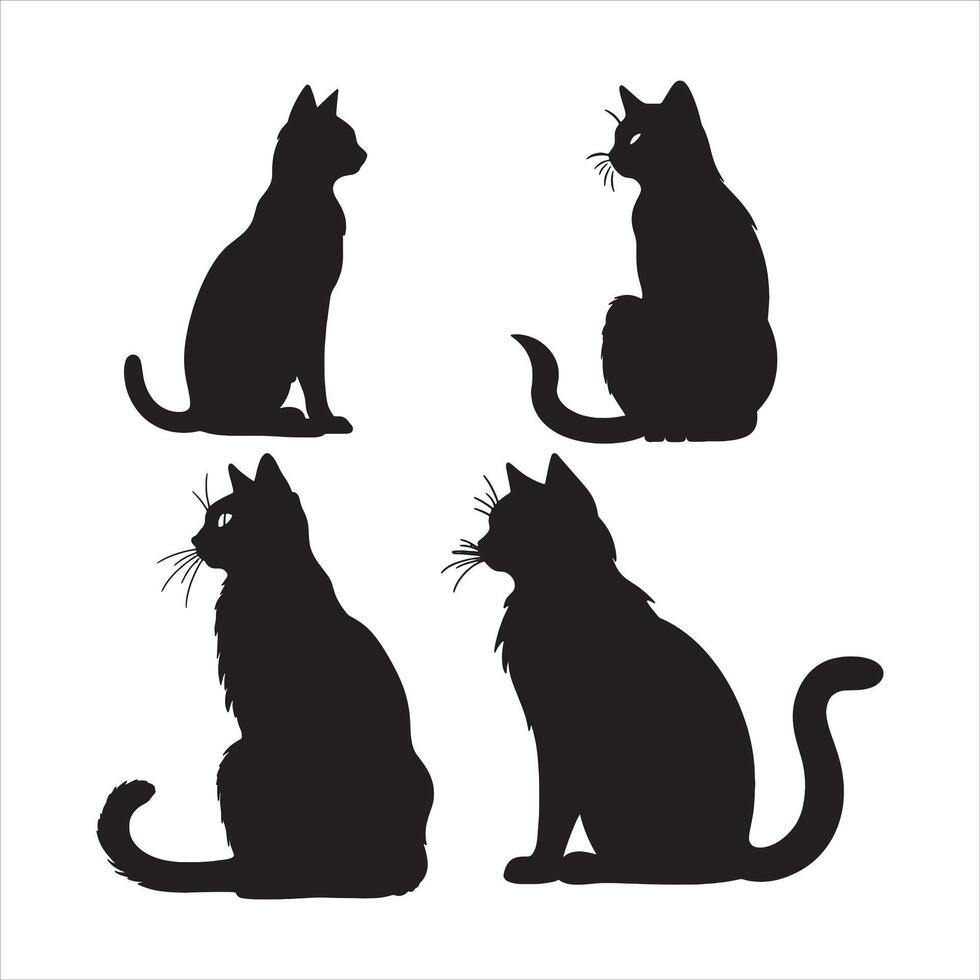 Black silhouette of a cat simple illustration in white background vector