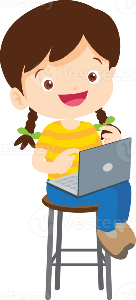 child sitting use gadget Mobile and laptop png