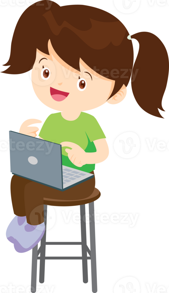 child sitting use gadget Mobile and laptop png