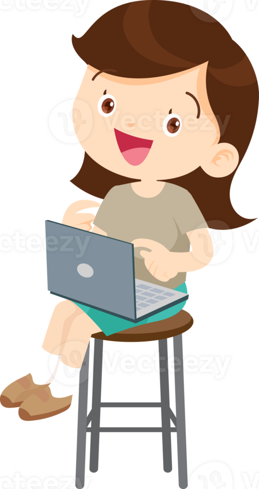 child sitting use gadget Mobile and laptop png