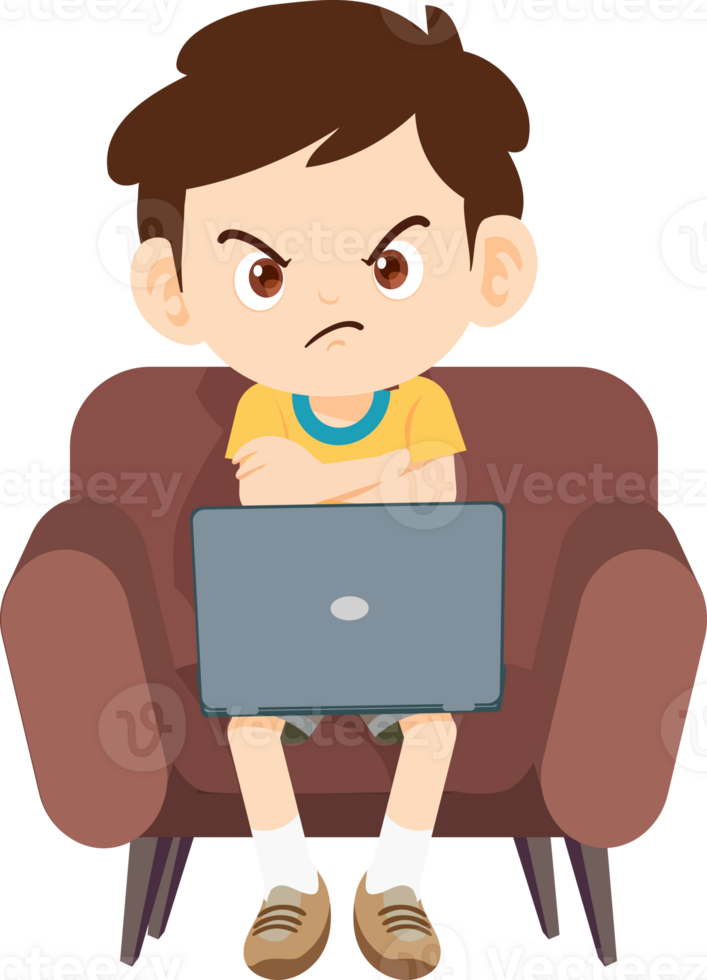 cute children using laptop computer on sofa png