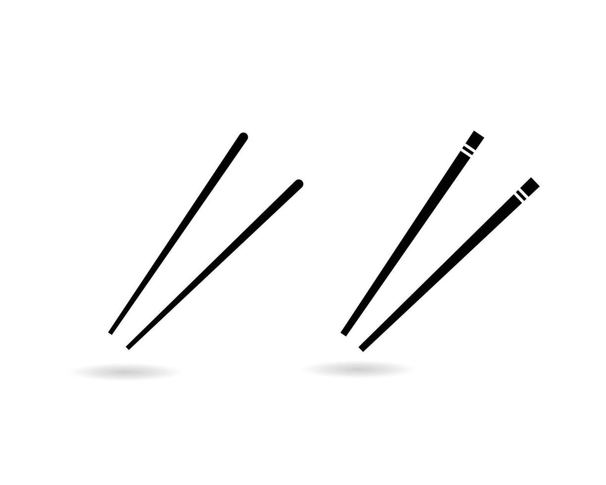Black wooden chopsticks flat icon. Japanese chopsticks icons set. Restaurant chopsticks icon symbol vector