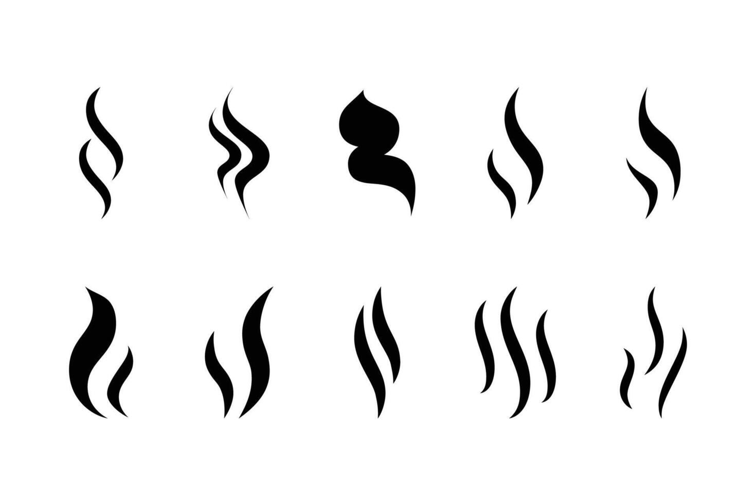 Set of aroma icons. Smoke steam silhouette icon illustration isolated on white background vector