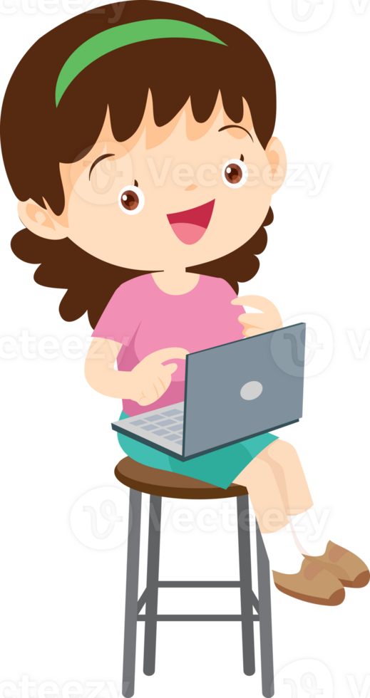 child sitting use gadget Mobile and laptop png