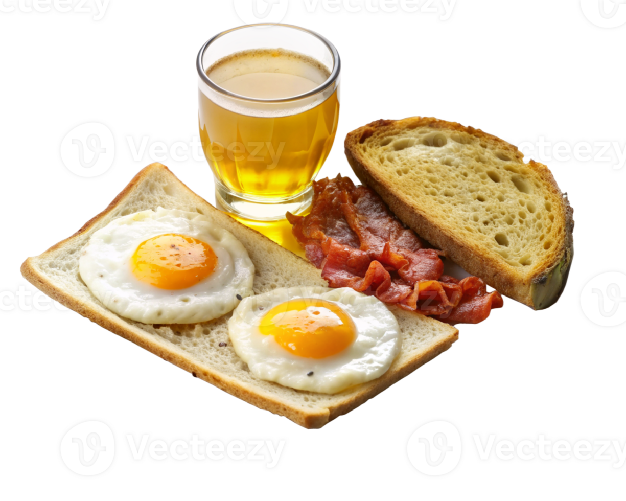 sarriette petit déjeuner avec œufs, Bacon et bière, pain grillé png