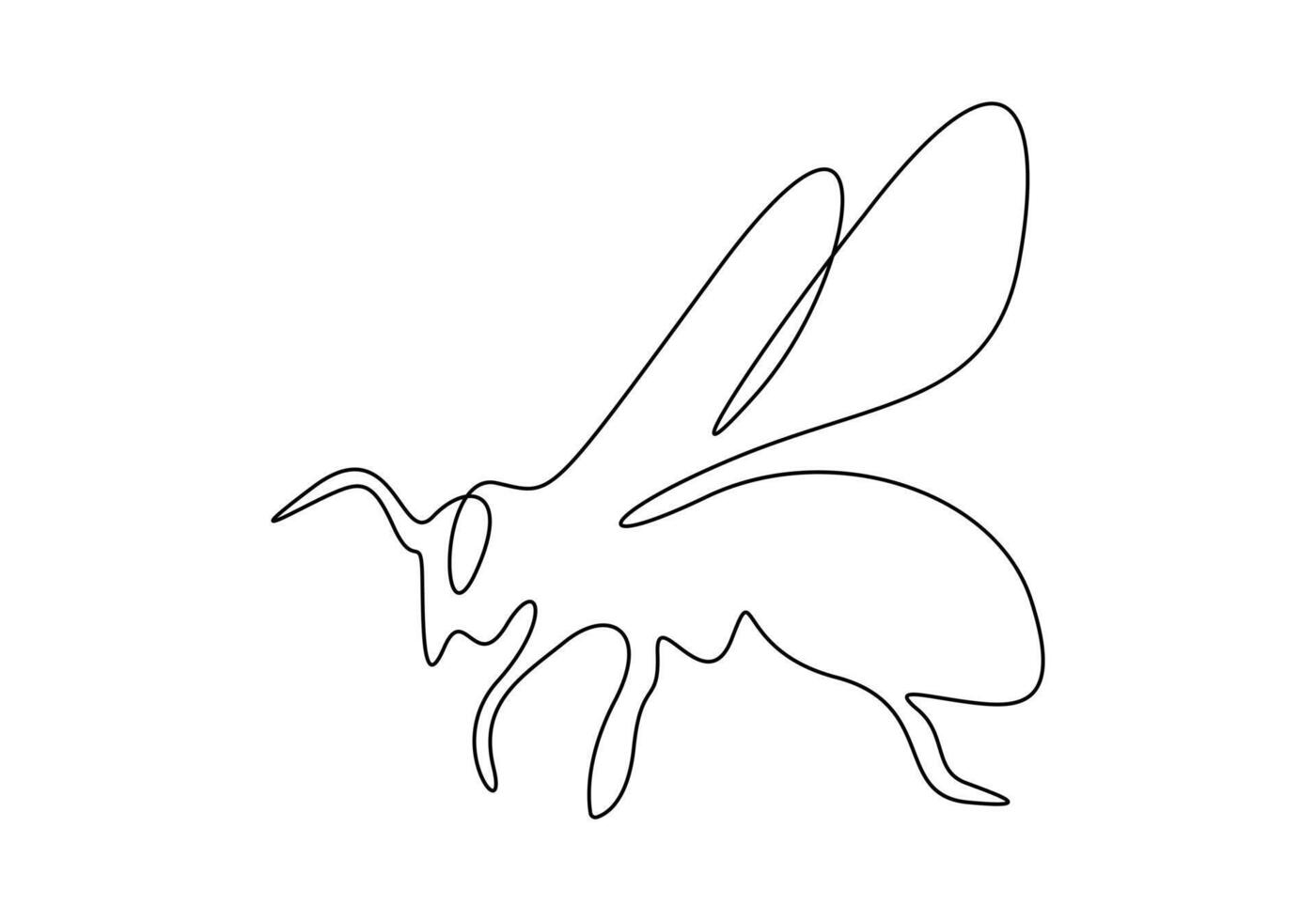 Continuous one line drawing of elegant honey bee for company logo identity. Organic honey farm icon concept premium illustration vector