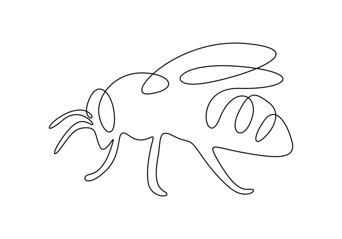 Continuous one line drawing of elegant honey bee for company logo identity. Organic honey farm icon concept premium illustration vector