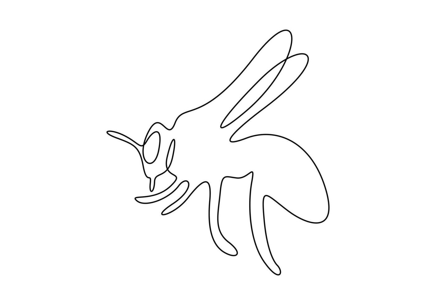 Continuous one line drawing of elegant honey bee for company logo identity. Organic honey farm icon concept premium illustration vector