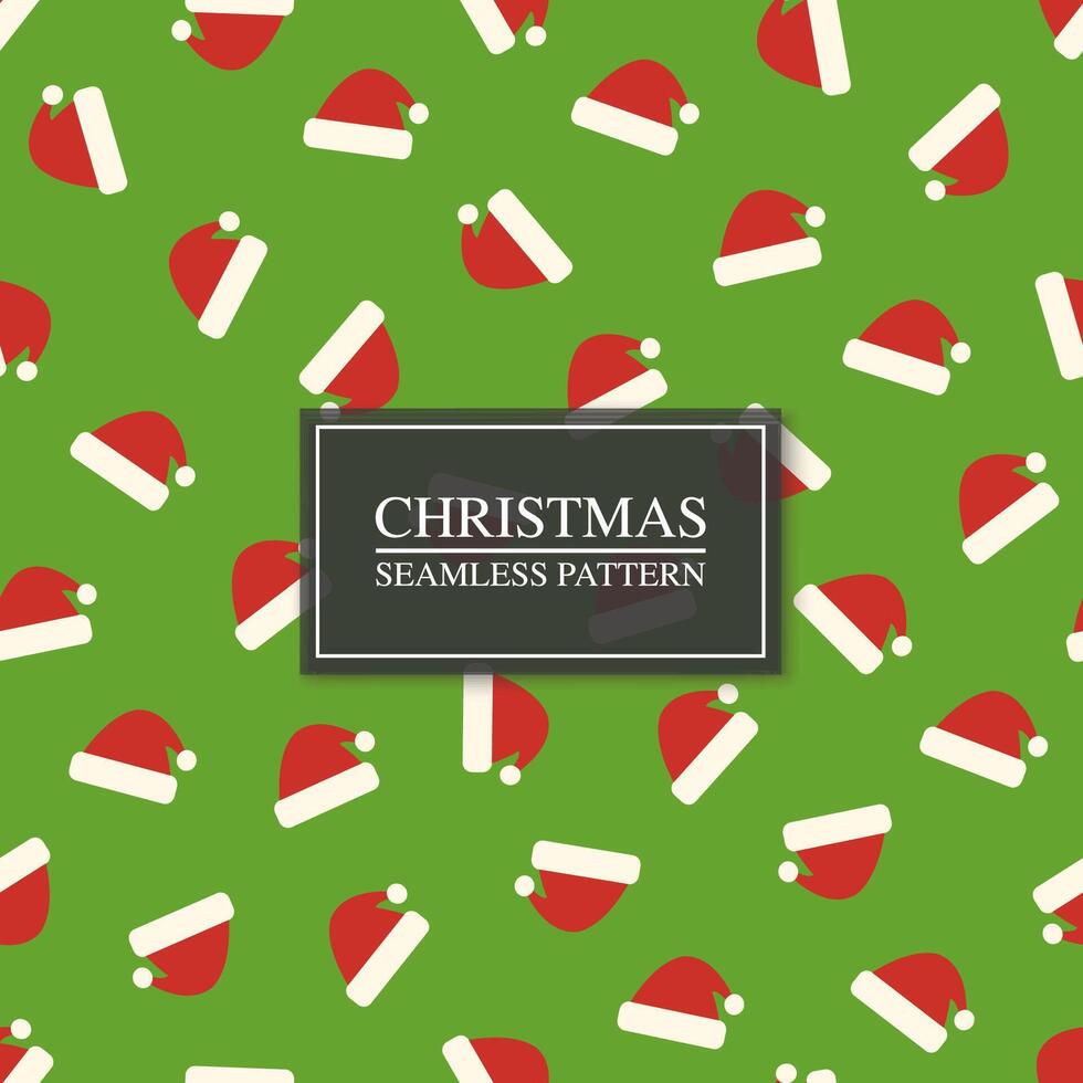 christmas seamless pattern - color festive design. New year repeatable background with santa claus hats. Trendy holiday print vector