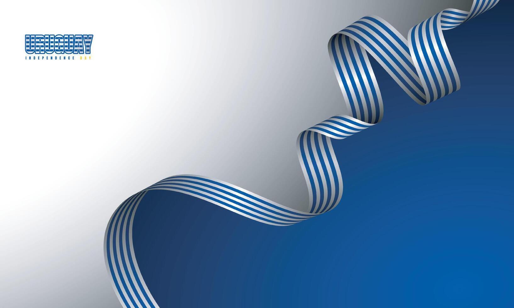 Background template with waving blue white ribbon in blue white background for uruguay independence day campaign template vector