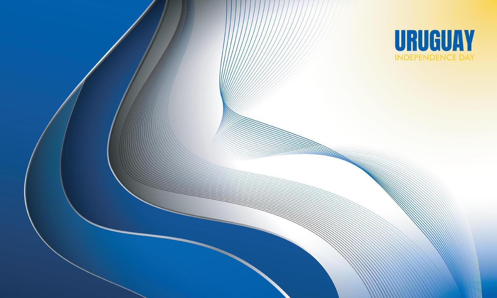 Abstract with simple shadow in blue waving shape design with white background for uruguay independence day vector