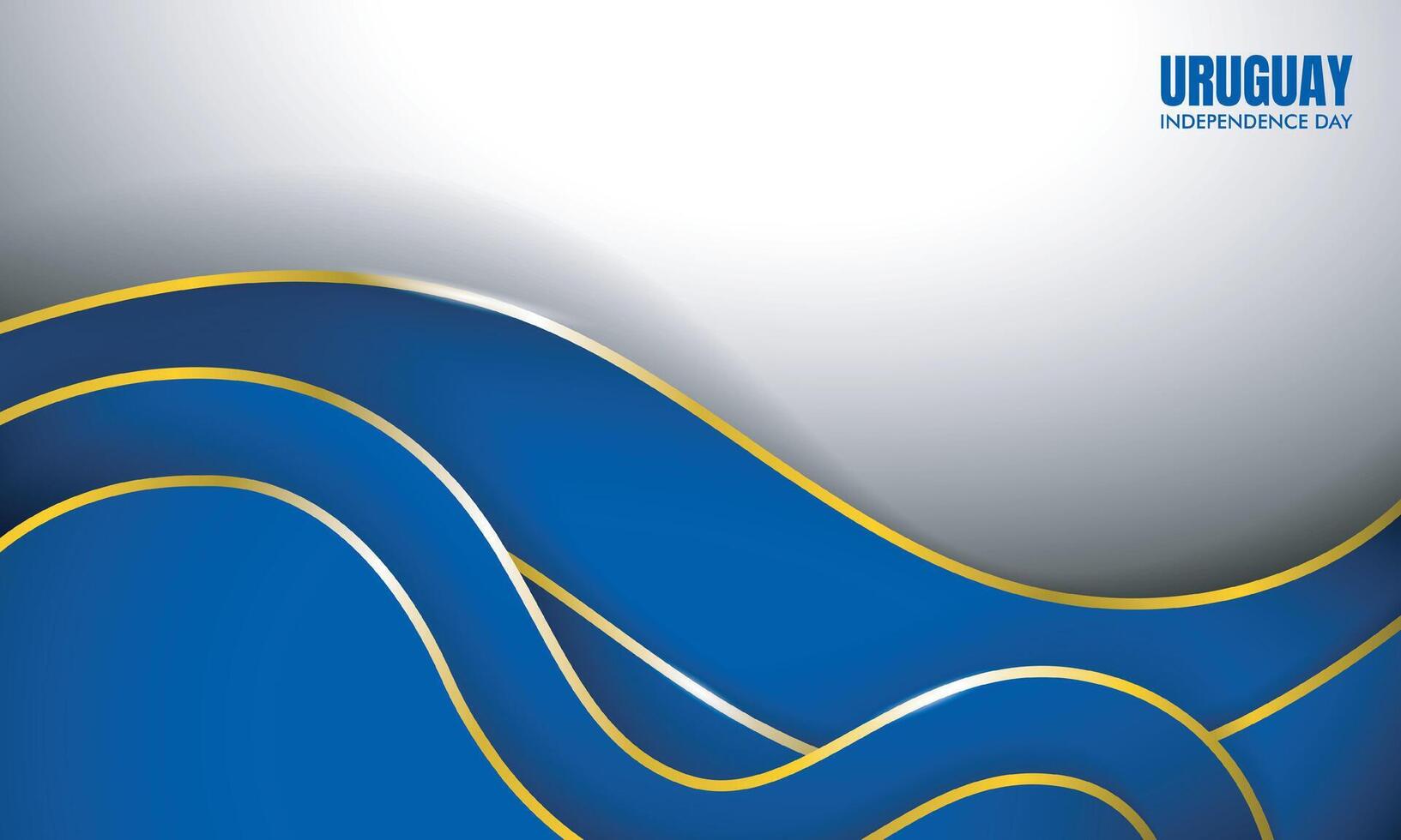 waving blue and golden yellow lines in white background design for uruguay independence day design template vector