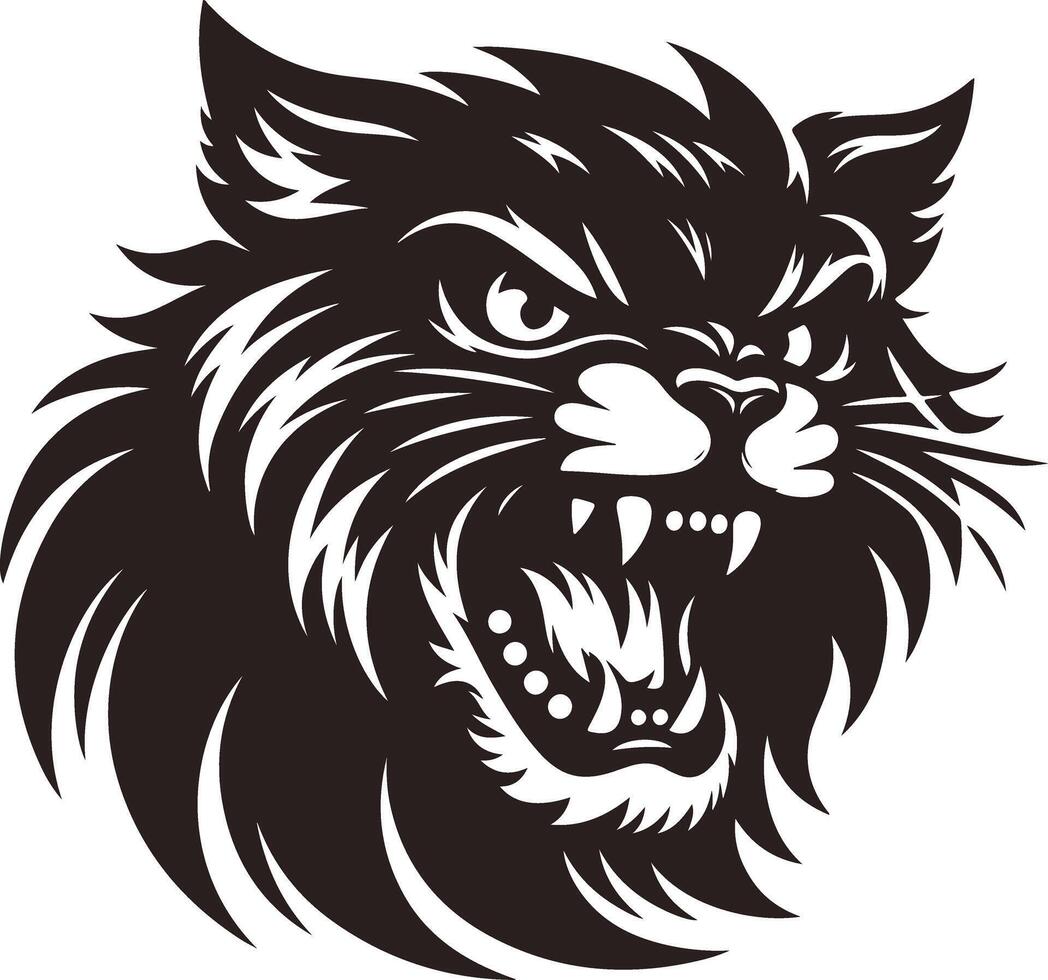 Vectors Silhouette of a Furious Cat in a Defensive Stance