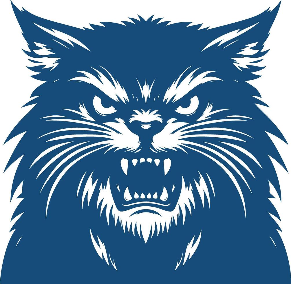 Art of an Infuriated Cat Silhouette with Detailed Fur Patterns vector