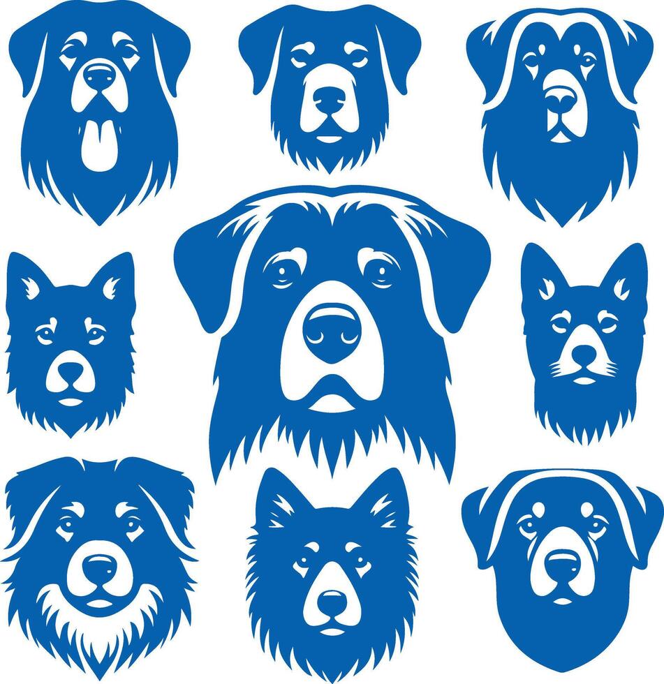 Artistic Collection of Dog Faces for Use in Social Media Design and Branding Projects vector