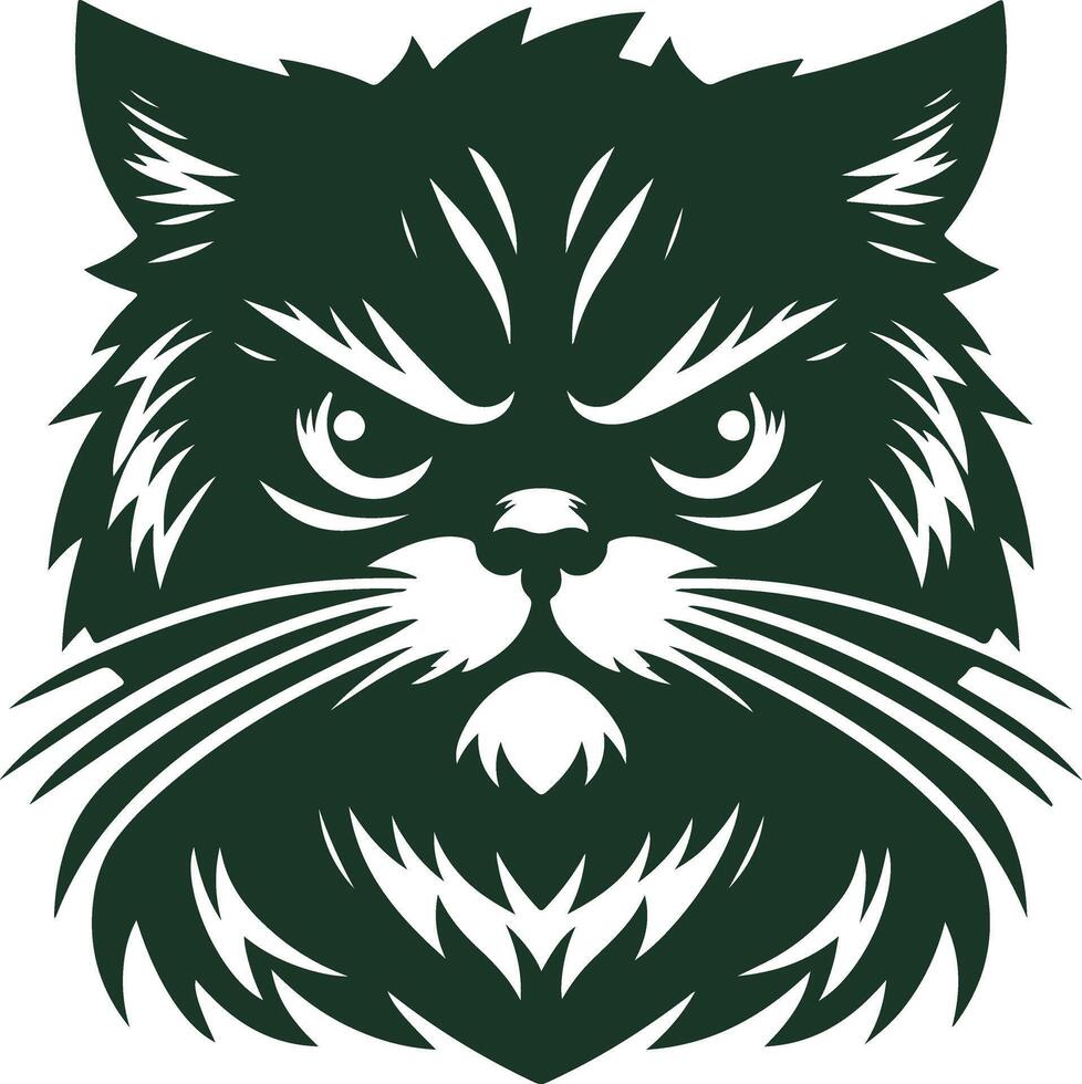 Intense Anger Captured in a Vectors Silhouette of a Hissing Cat