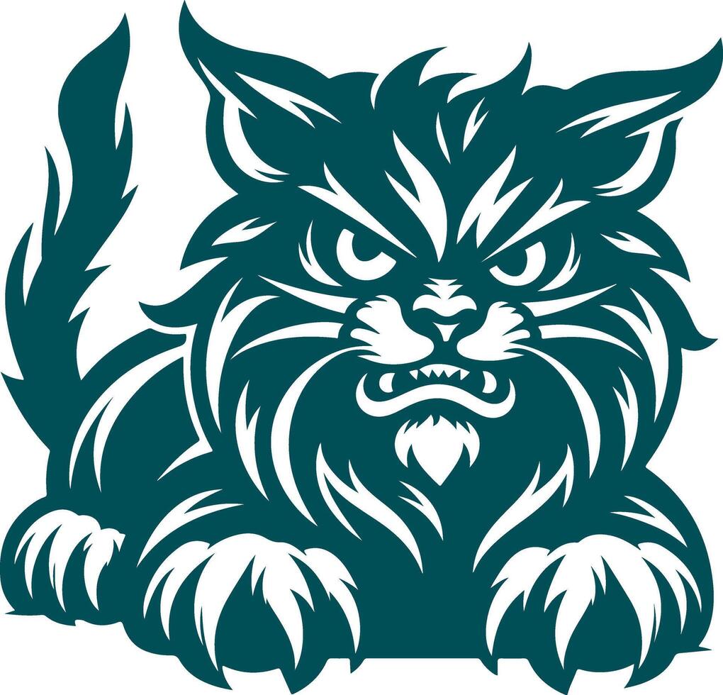 Vectors Silhouette of a Furious Cat in a Defensive Stance