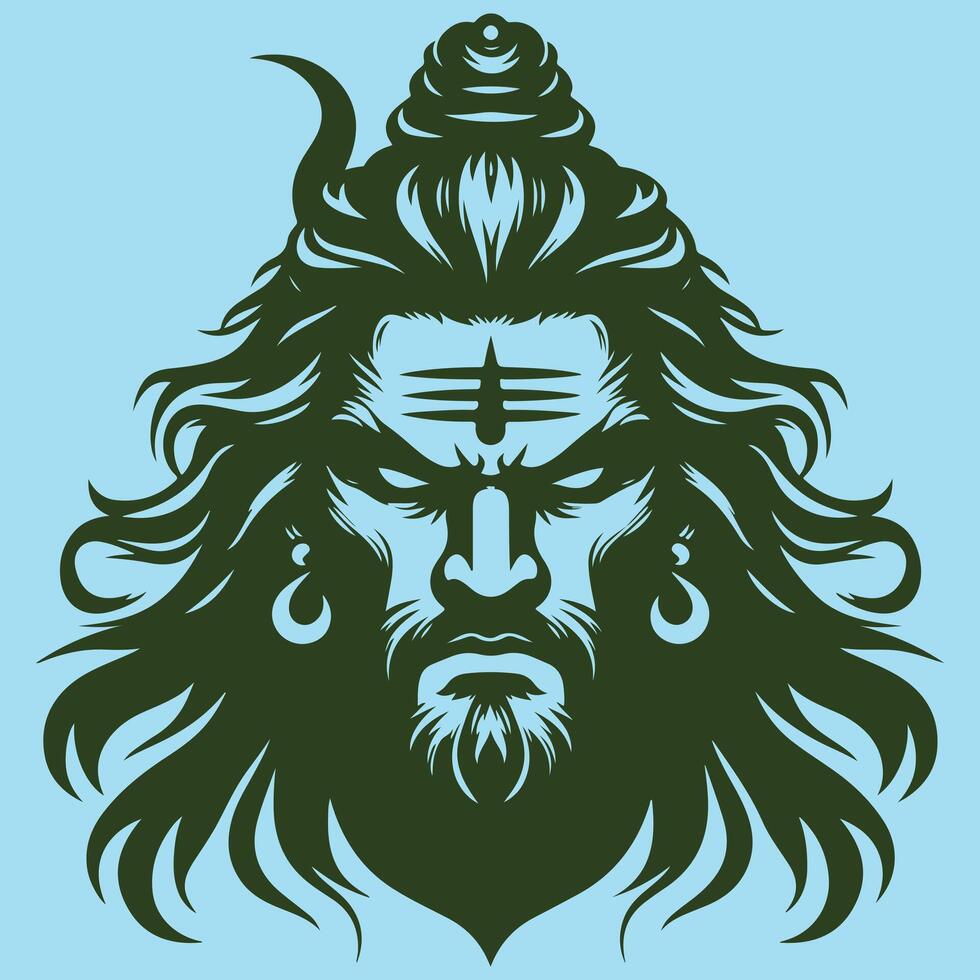 Black Vectors Silhouette Artwork of Lord Shiva's Angry Expression