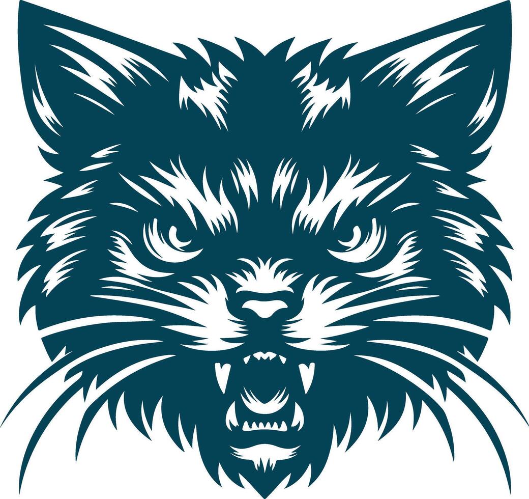 High-Resolution Vectors Silhouette of an Enraged Feline with Sharp Claws