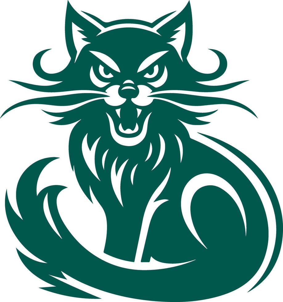 Dynamic Vectors Silhouette of an Enraged Cat Ready to Pounce