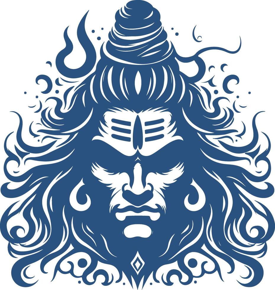 Stunning Black Vectors Silhouette Art of Lord Shiva's Furious Face