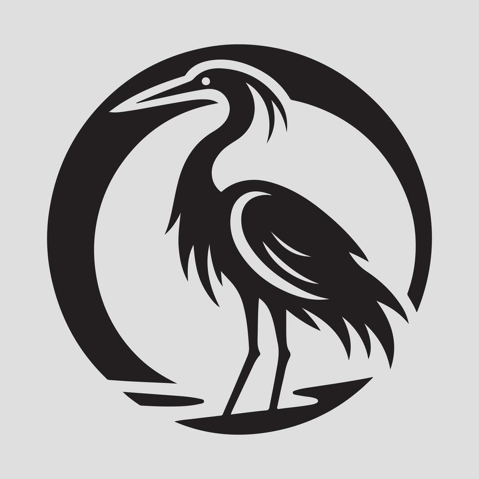Heron bird silhouette vectors illustration