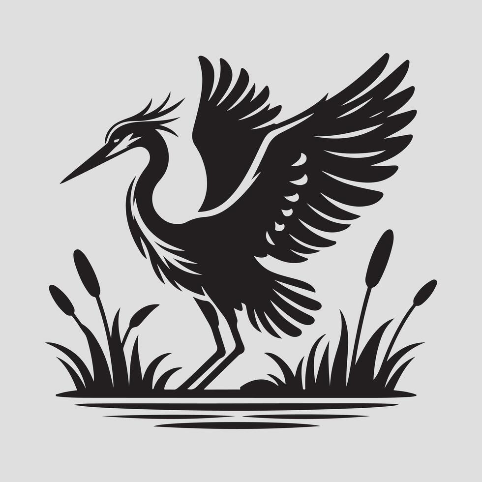 Heron bird silhouette vectors illustration