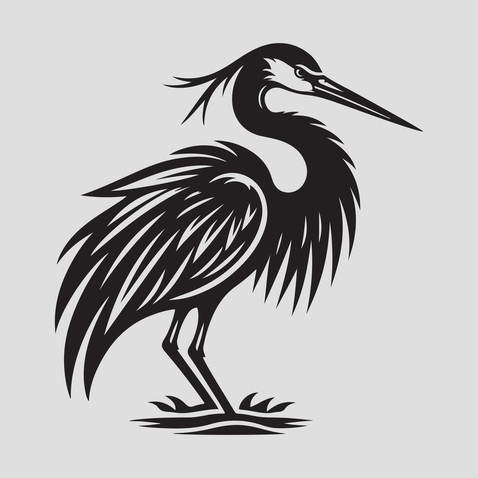 Heron bird silhouette vectors illustration