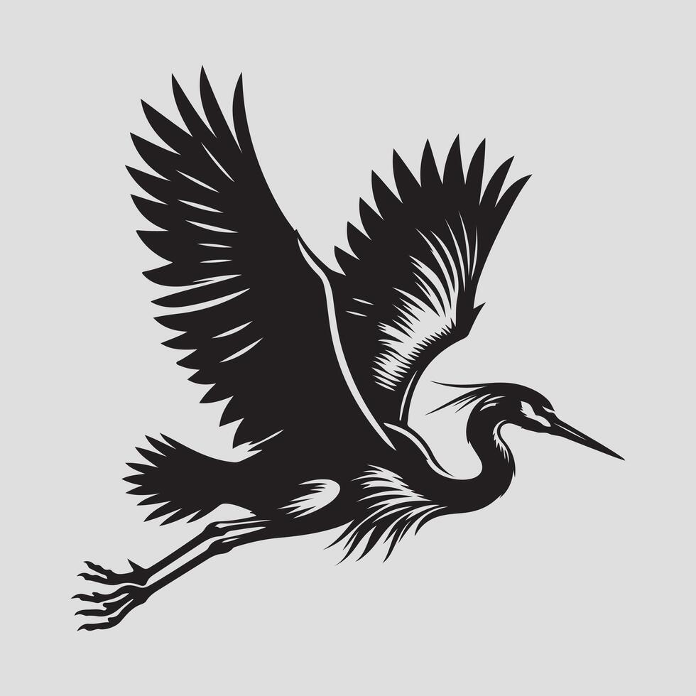 Heron bird silhouette vectors illustration