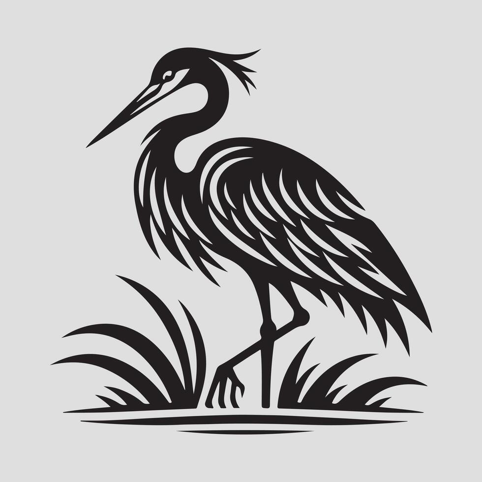 Heron bird silhouette vectors illustration