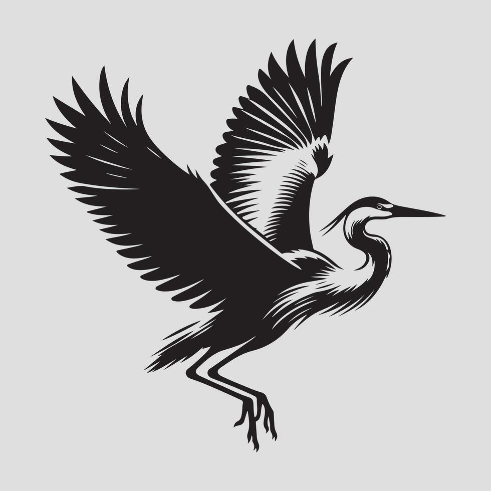 Heron bird silhouette vectors illustration
