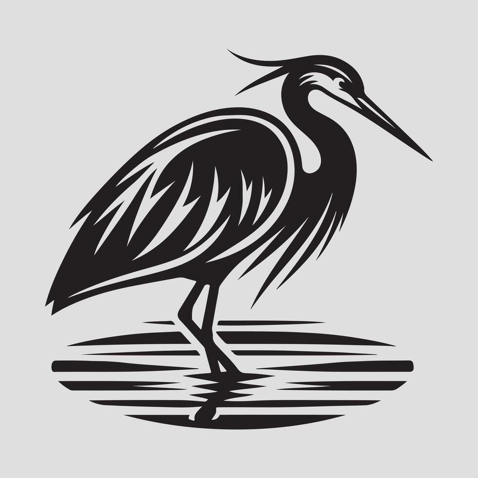 Heron bird silhouette vectors illustration