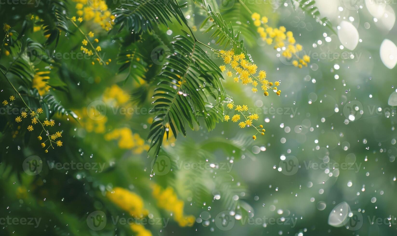 Mimosa trees under the rain photo