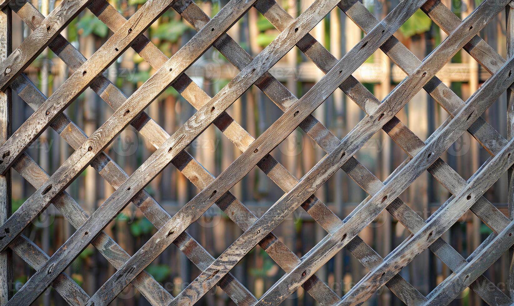 Wooden lattice fence, natural wood background photo