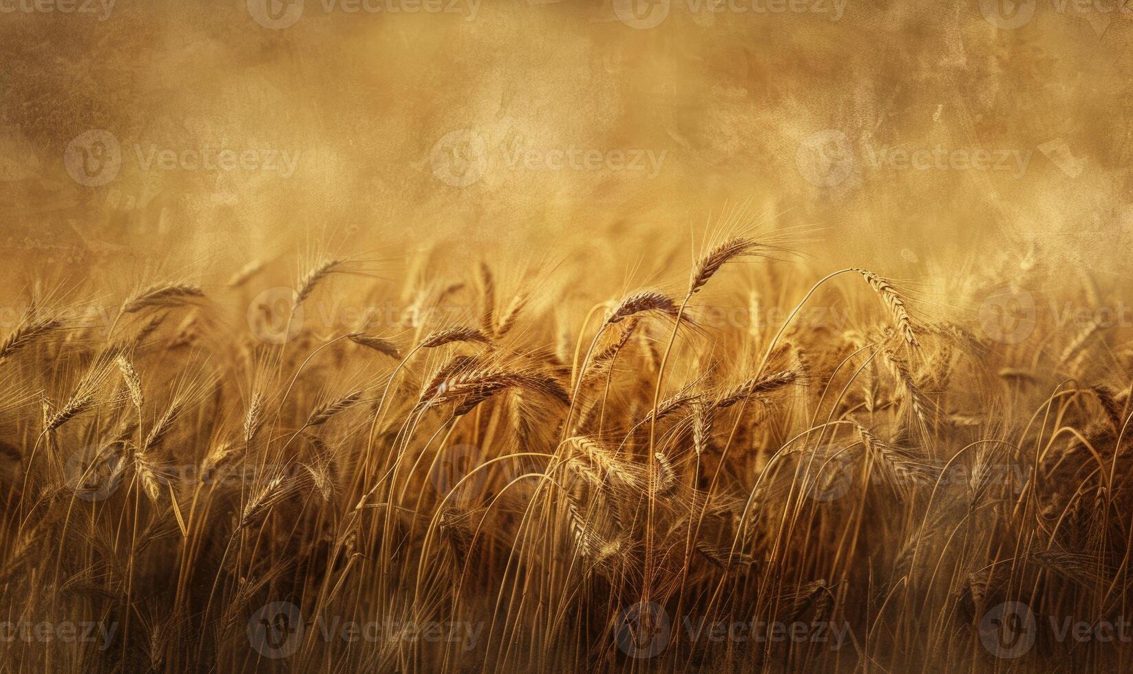 Closeup view of wheat in the field of wheat, selective focus photo