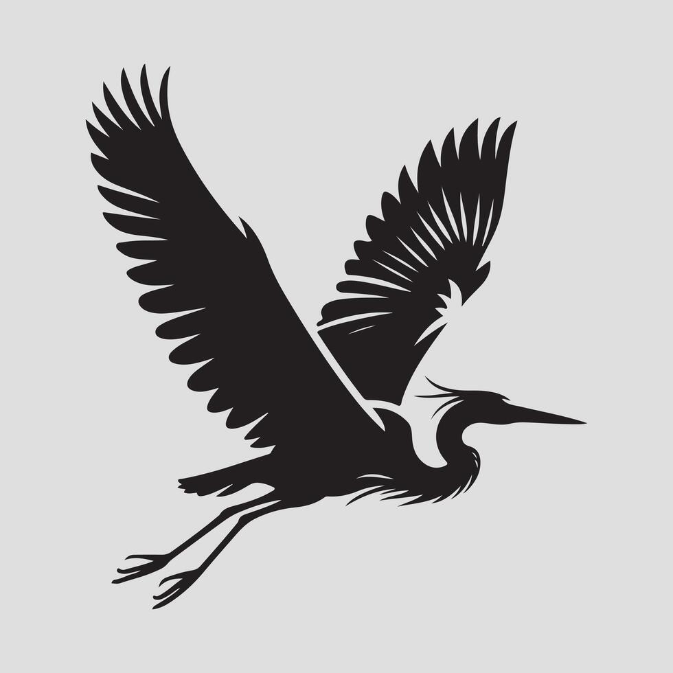 Heron bird silhouette vectors illustration