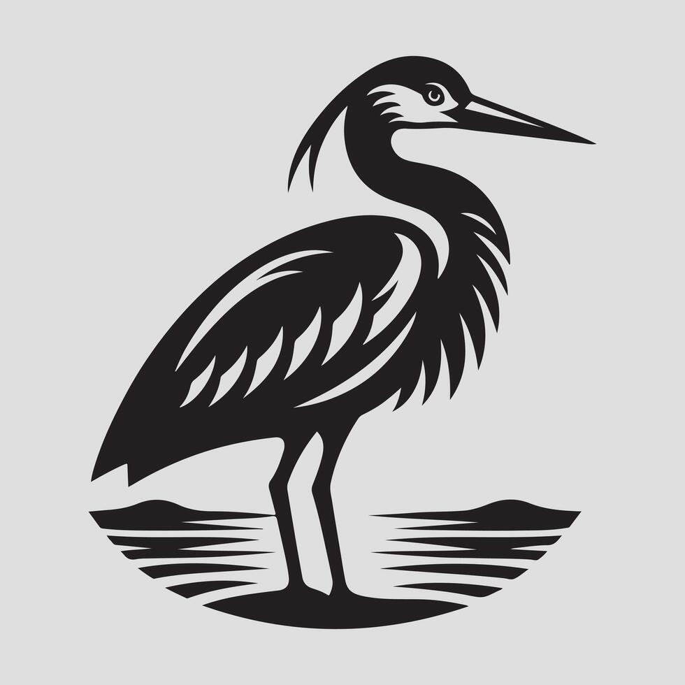 Heron bird silhouette vectors illustration