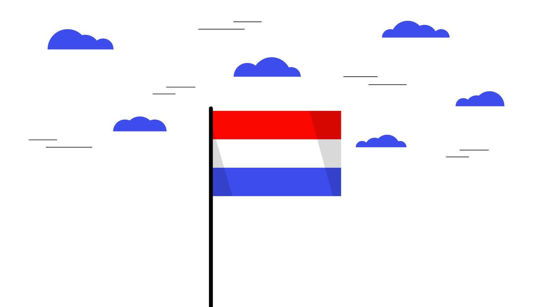 Illustration of the Dutch Flag Fluttering in the Wind vector