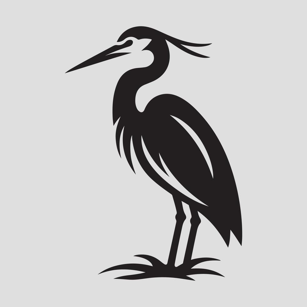 Heron bird silhouette vectors illustration