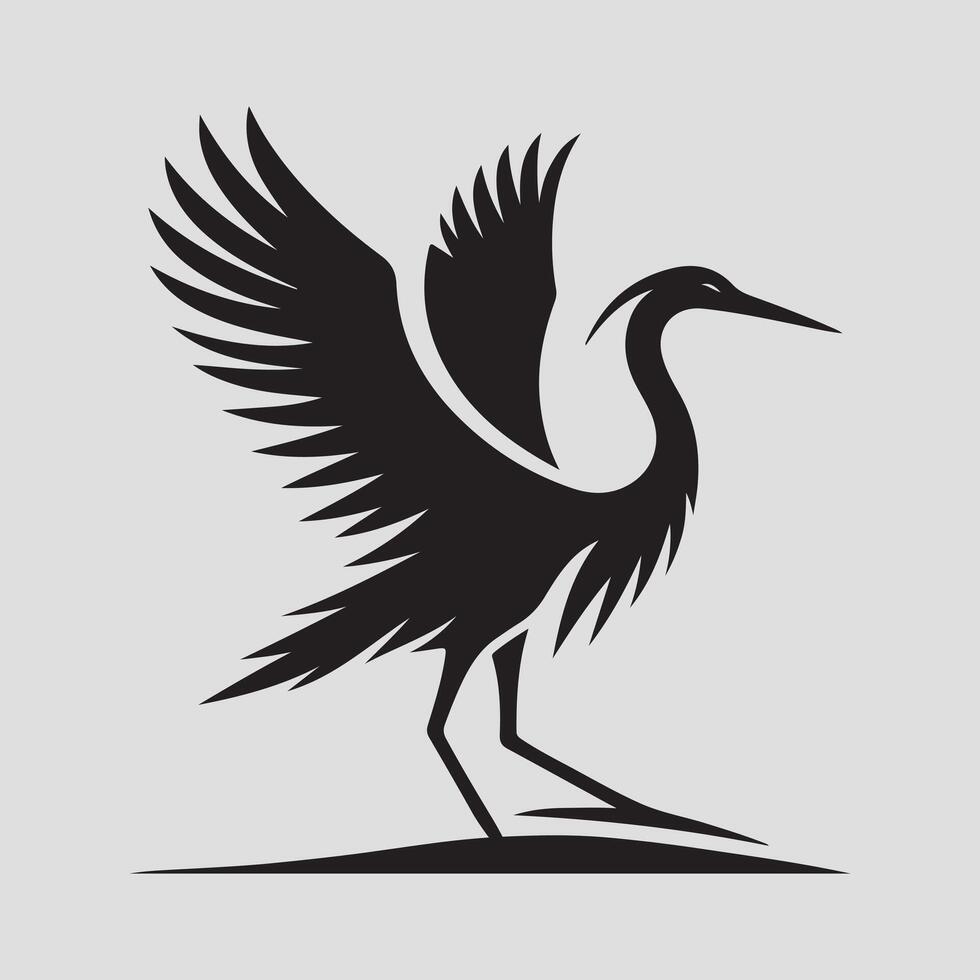 Heron bird silhouette vectors illustration