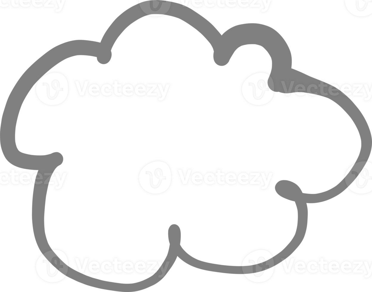 Hand drawn cloud illustration on transparent background. png