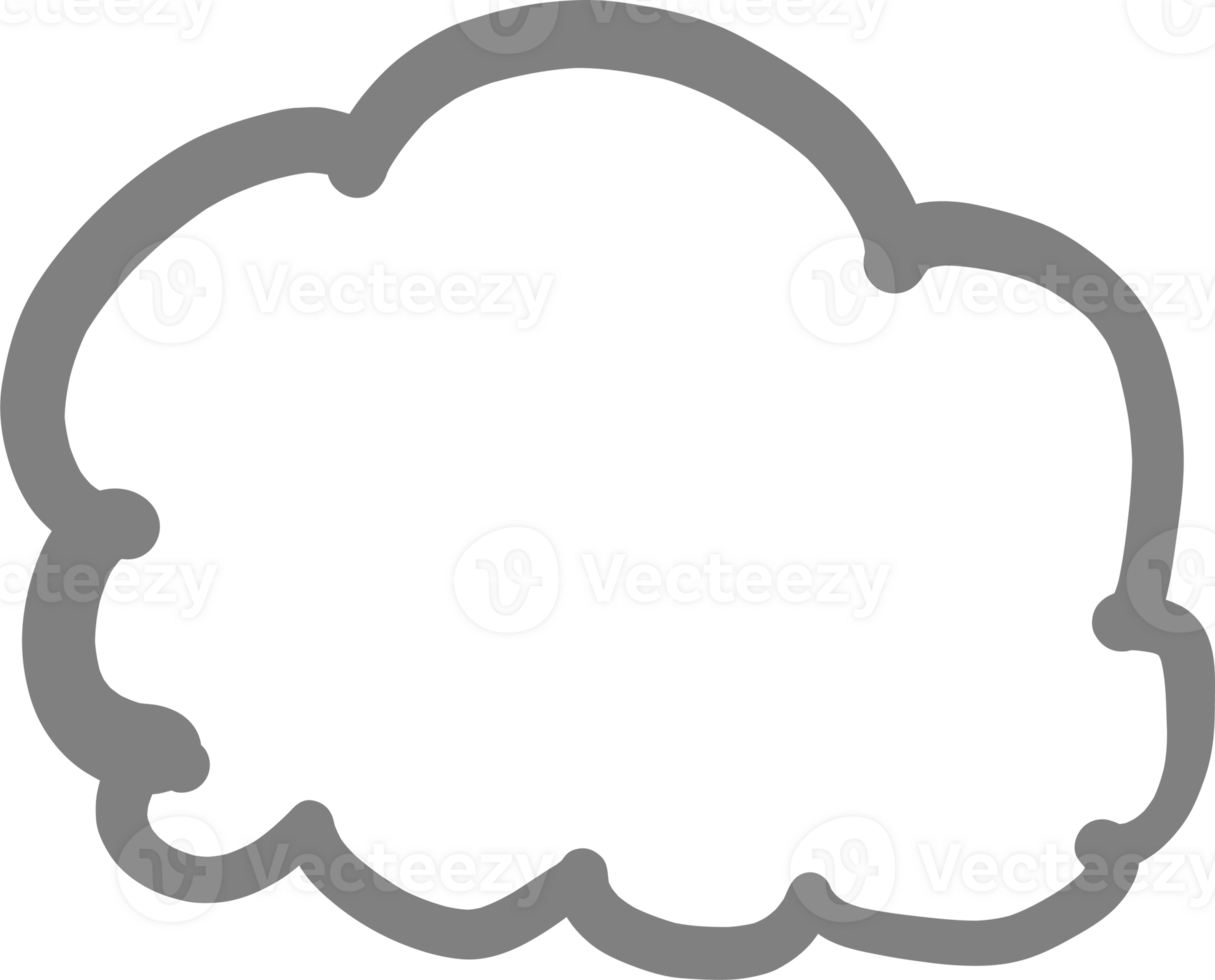 Hand drawn cloud illustration on transparent background. png