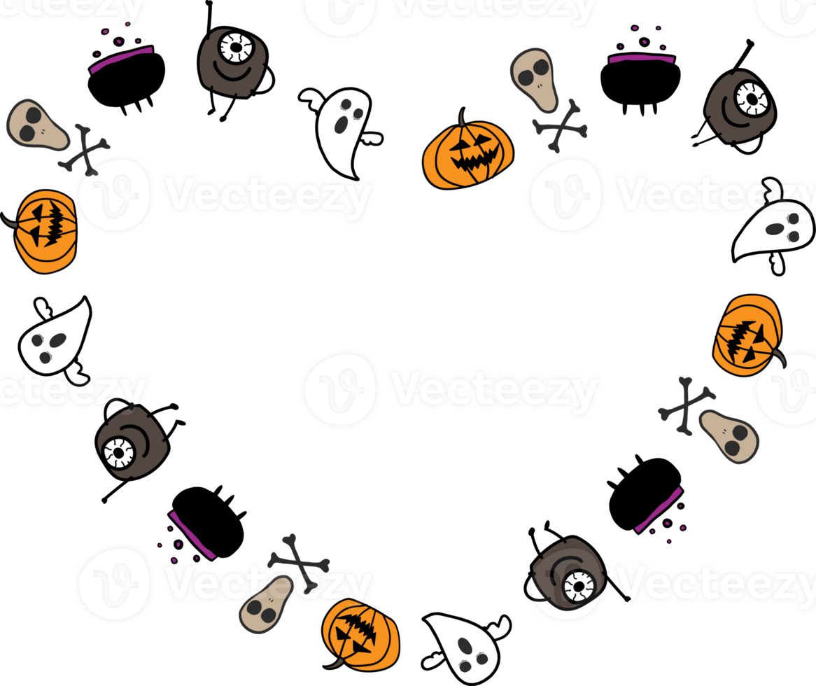 Halloween frame illustration on transparent background. png