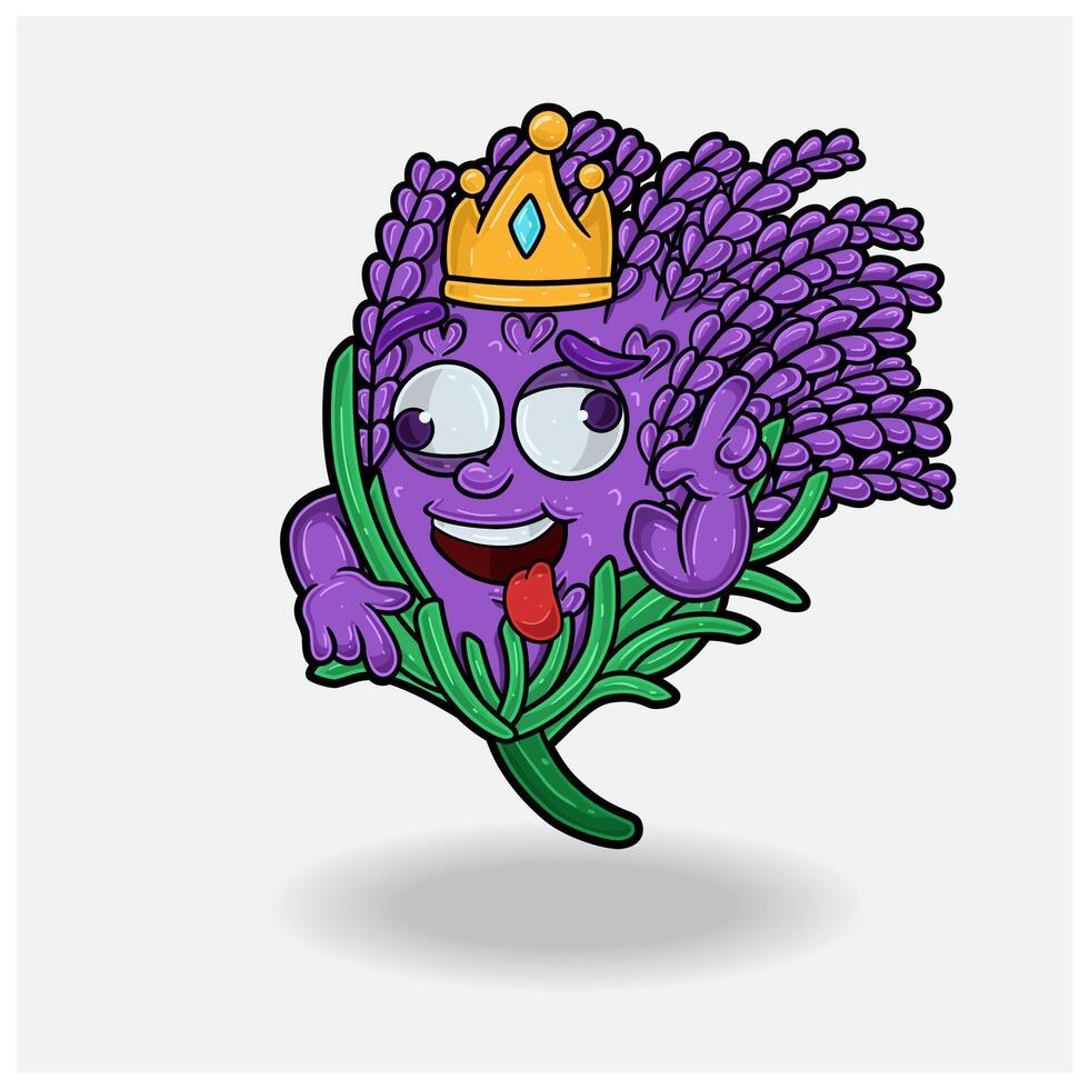 Crazy expression with Lavender Crown Mascot Character Cartoon. vector