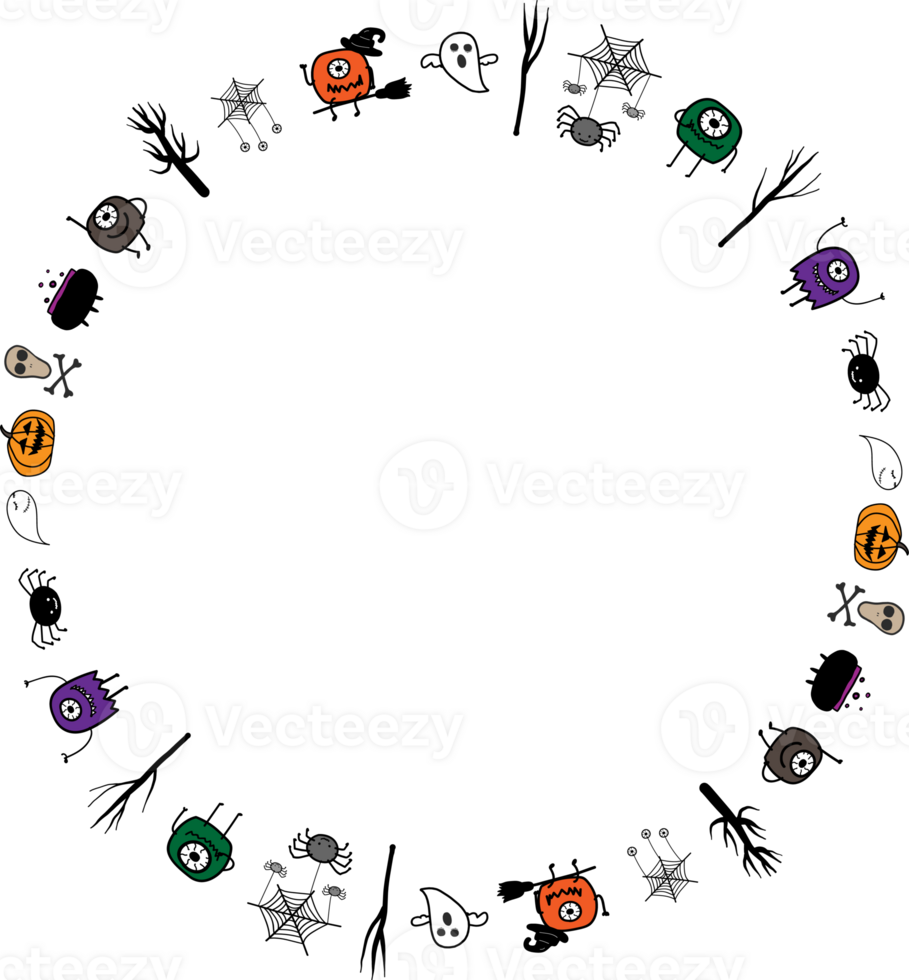 Halloween frame illustration on transparent background. png