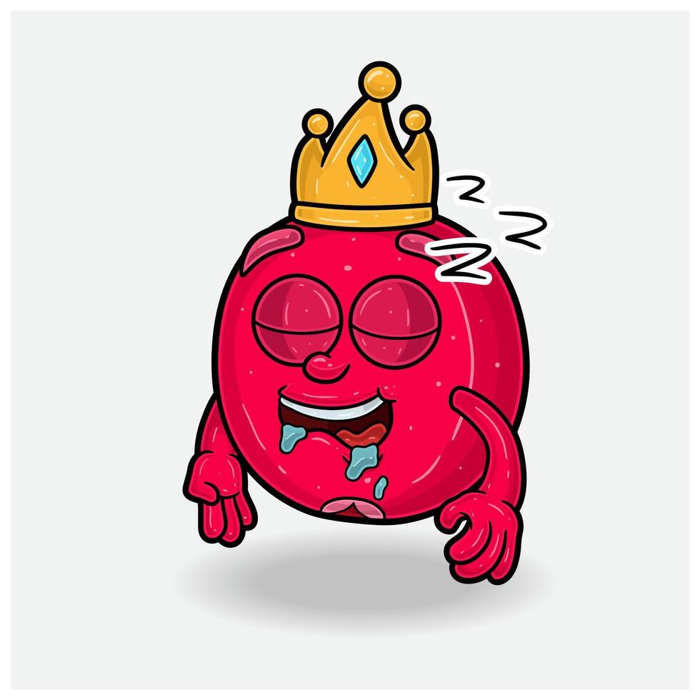 Cranberry Fruit Mascot Character Cartoon With Sleep expression. For brand, label, packaging and product. vector