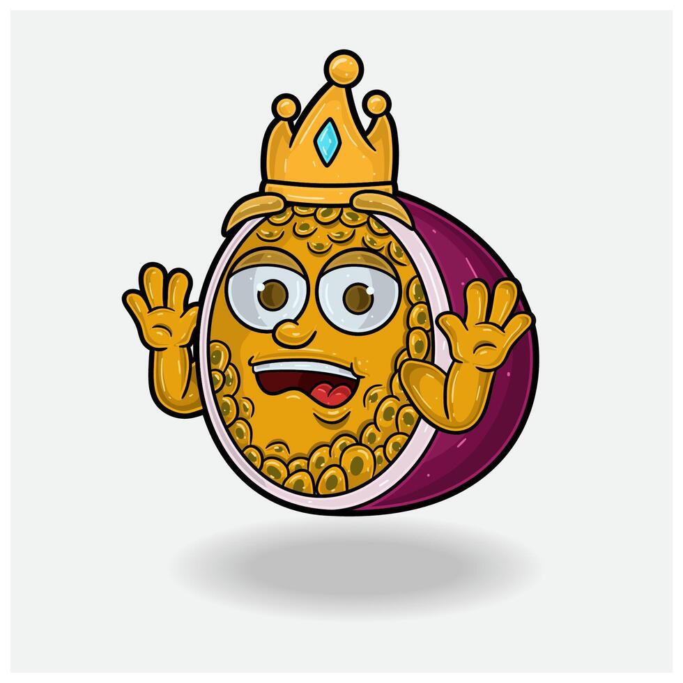 Passion Fruit Mascot Character Cartoon With Shocked expression. For brand, label, packaging and product. vector