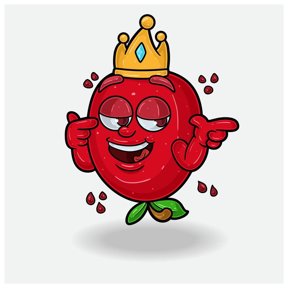 Pomegranate fruit Mascot Character Cartoon With Smug expression. For brand, label, packaging and product. vector