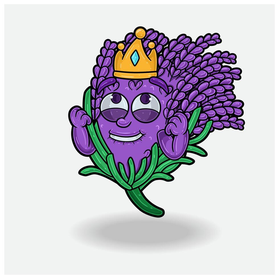 Happy expression with Lavender Crown Mascot Character Cartoon. vector